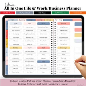 All-in-One Undated Digital Planner, Digital Journal, Notability, Business Planner,  Daily/Weekly  Planner, Goodnotes Planner, iPad Planner,