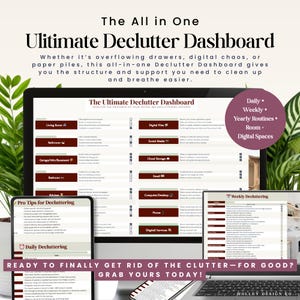Declutter Dashboard Tabelle | Home & Digitale Organisationsplaner | Tägliche, wöchentliche und tägliche Entrümpelung von Google Sheets Vorlage