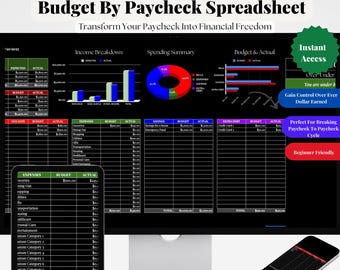 Budget By Paycheck Budget Spreadsheet Financial Planner Template Google Sheets Monthly Tracker Weekly Biweekly Bill Expenses Debt Payments