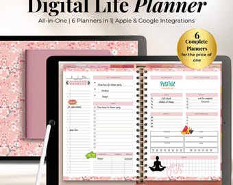 2025, 2026, 2027,  Undated Ultimate Digital Life Planner Bundle 30000+ Stickers,  Budget, Health, Fitness, Travel, Event, Wellness Planner