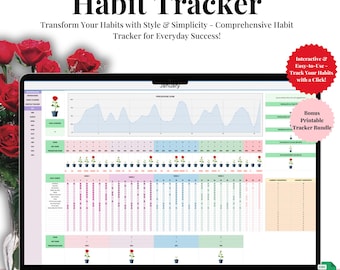 Habit Tracker Spreadsheet | Google Sheets | Daily | Weekly | Monthly Habit Planner | Goal Planner | Quarter Tracking Printable Habit Tracker