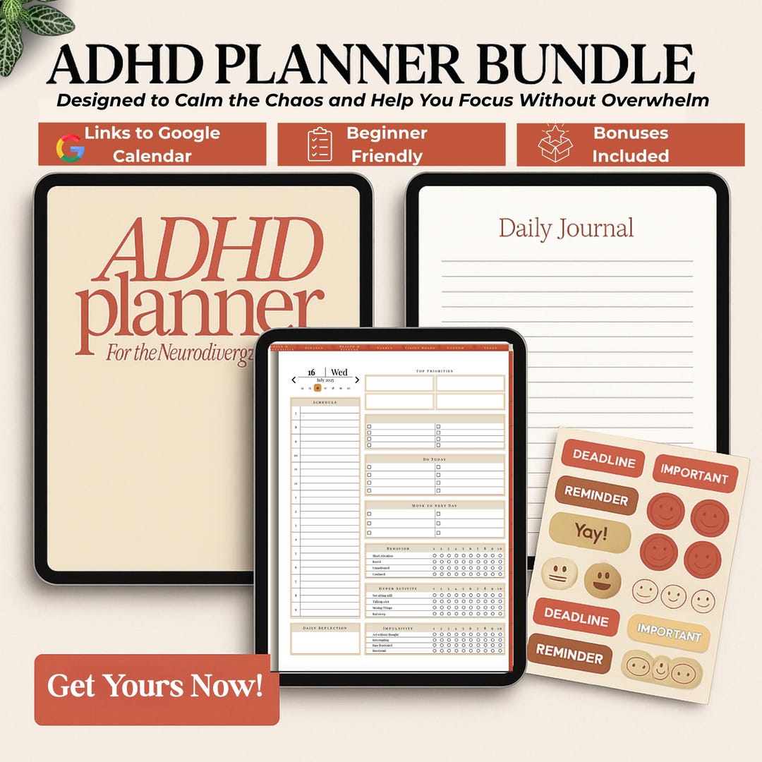 Adhd Digital Planner Undated/ Midyearfor Adults - Goodnotes ADHD ...