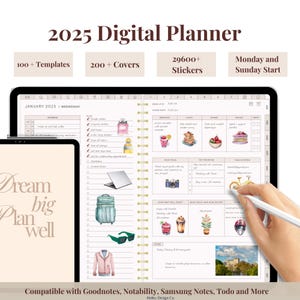 All-in-One Digital Planner | 2025 Digital Planner, Digital Journal, Digital Goodnotes Template, Notability, Daily Planner, Ipad Planner