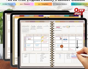 2025, 2026, Undated Family & Household Planner Template, Home Organizer - Finance Tracker - Cleaning Schedules - Meal Planning, Chore Charts
