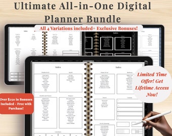 All-in-One Digital Planner 2024, 2025,Mid Year, Undated,  Noteshelf, Samsung Notes, Goodnotes Planner, iPad Planner, Notability Planner