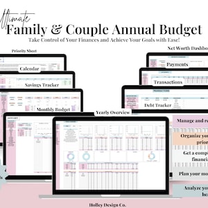 Budget Planner | Ultimate Family & Couple Annual Budget | Financial Tracker | Monthly Budget | Savings Tracker | Debt Tracker| Net Worth