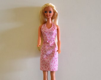 Beautiful vintage Barbie doll / + summer dress with pink Genuine label / + matching white high heels / Mattel