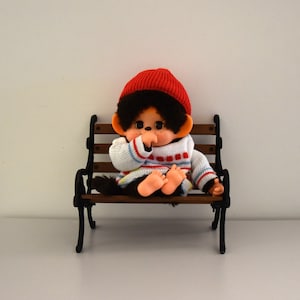 Prachtige vintage Toho Daisuke Monchhichi / 30 cm / Slaapogen / Jongen / schattige outfit in nieuwstaat / Japan / jaren '70 afbeelding 1