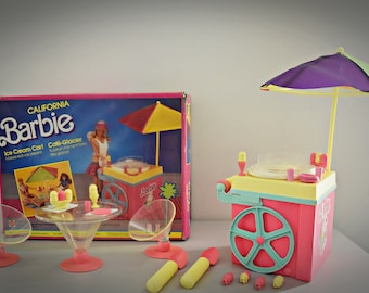 Vintage Mattel Barbie California Ice Cream Cart + Accessories / # 5163 / 1987 / Made in Italy / Original Box