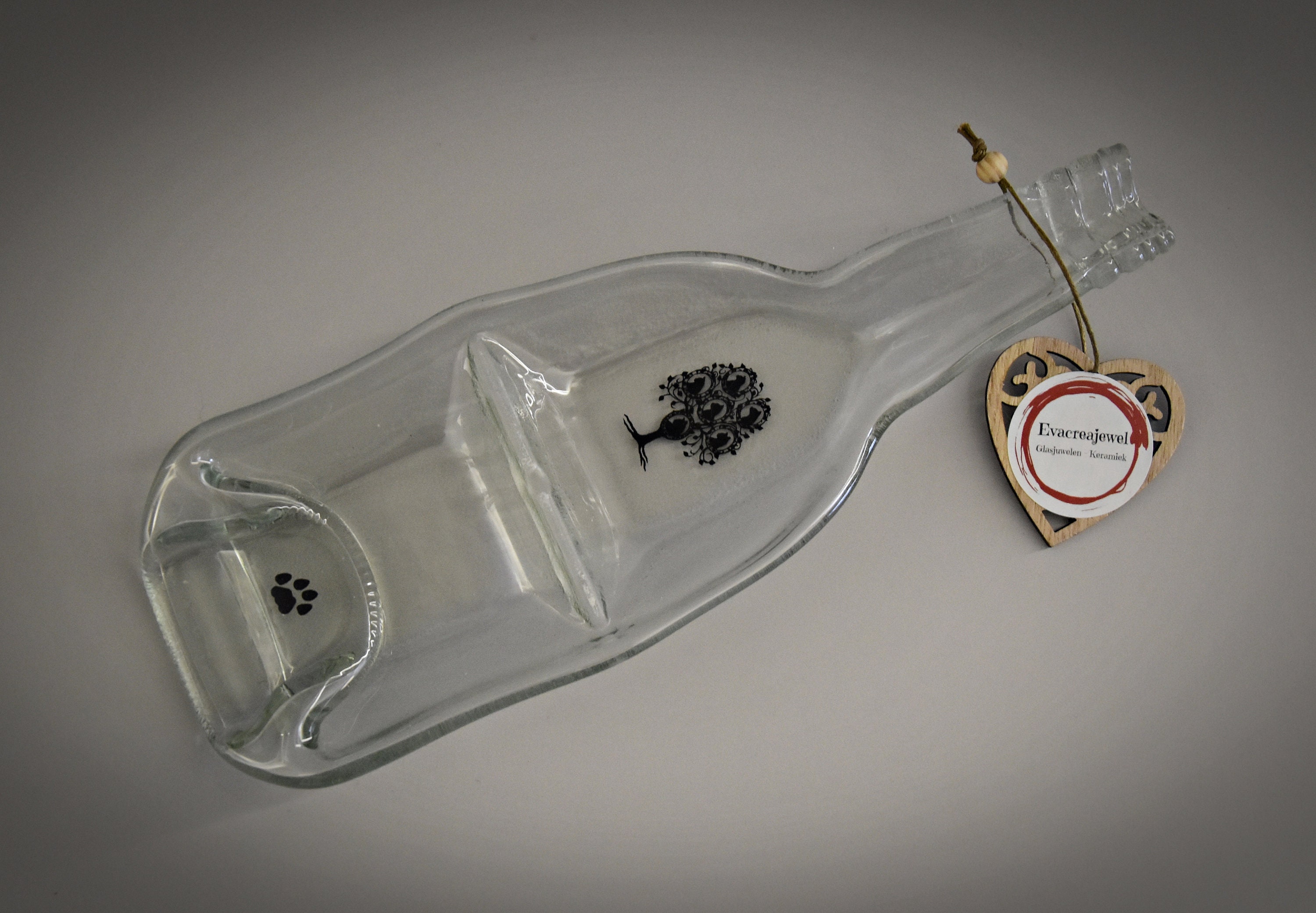Slumped Bottle Recycled Bottle Kitty Cat Kitten Aperitif Dish Cat