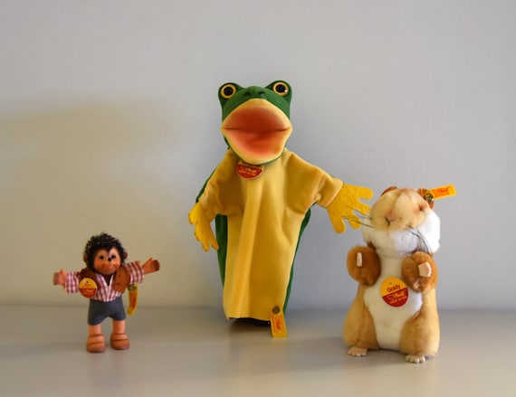 ヴィンテージ オリジナル シュタイフ ハンドパペット カエル