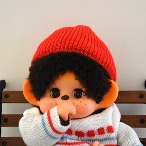 Prachtige vintage Toho Daisuke Monchhichi / 30 cm / Slaapogen / Jongen / schattige outfit in nieuwstaat / Japan / jaren '70 afbeelding 2