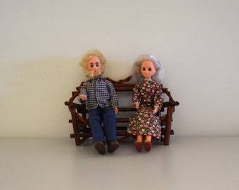 Vintage Sunshine Family Opa en Oma + originele outfits en schoentjes / Mattel 1973 / Taiwan