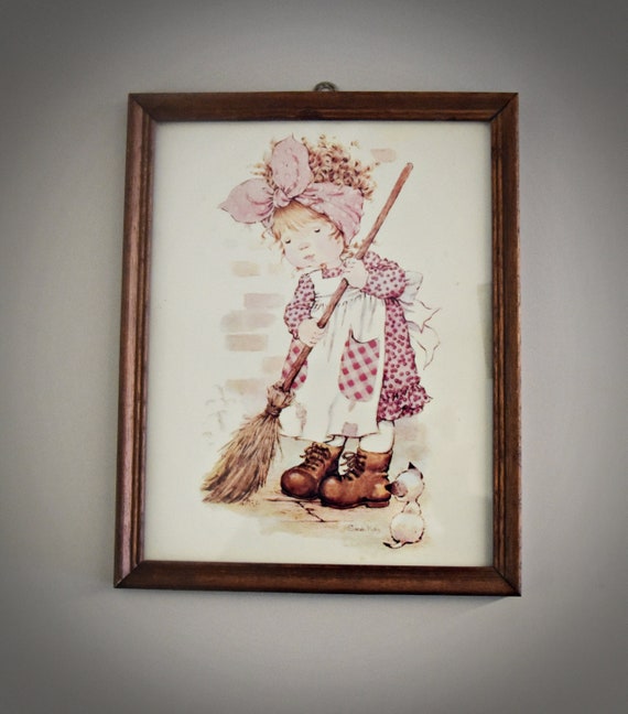 Vintage houten kader Sarah Kay / Muurdecoratie / The Valentine publishing co / Australia / jaren '70
