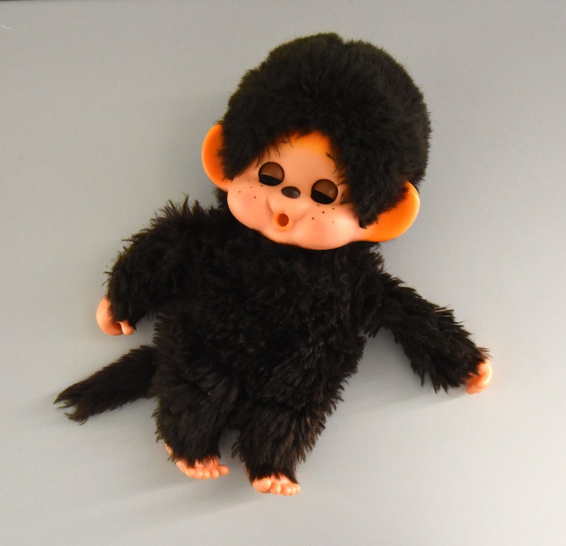 Prachtige vintage Toho Daisuke Monchhichi / 30 cm / Slaapogen / Jongen / schattige outfit in nieuwstaat / Japan / jaren '70 afbeelding 4