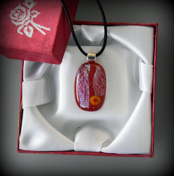 Dichroic Glass pendant/millefiori/glass jewel/Valentine