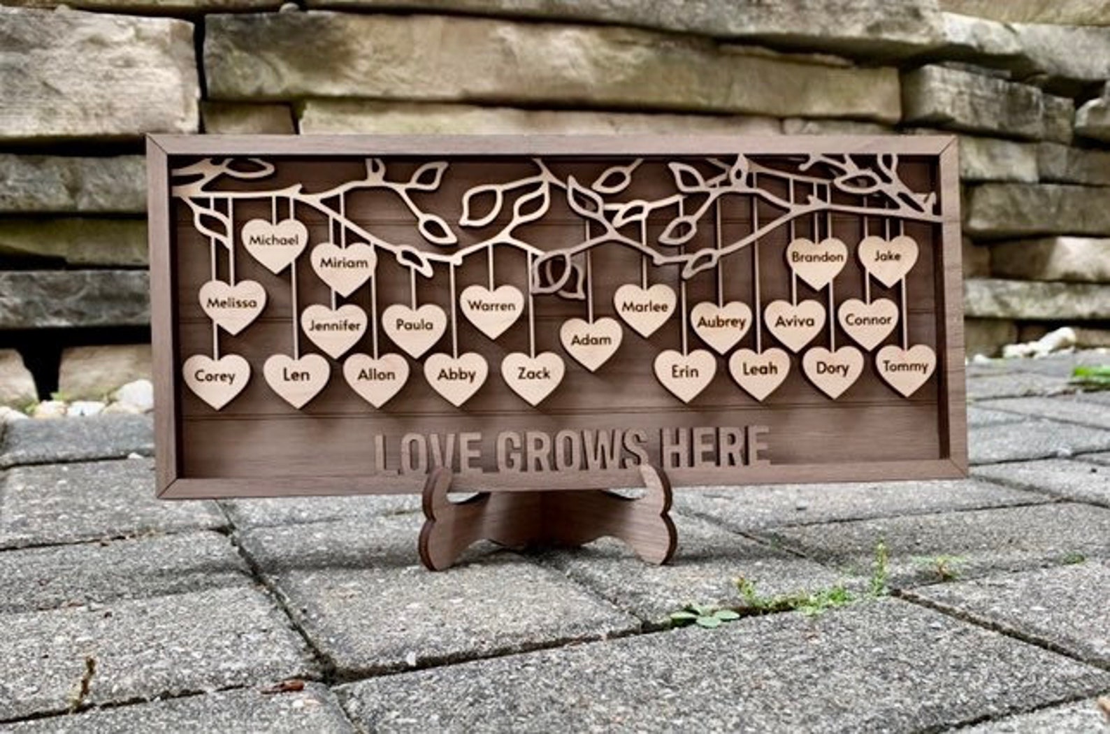 Custom Family Tree Wall Art up to 25 Names in Walnut Wood Home Etsy