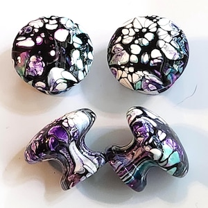 Hand Painted Wooden Cabinet Knobs Black White Purple Resin Sealed Outer Space Look