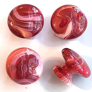 Hand Painted Cabinet Knobs Resin Sealed Colorful Hardware Burgandy, White Swirls