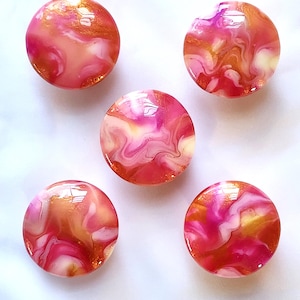 Hand Painted Wooden Knobs: Gold, Fuchsia, White, Yellow Swirl Resin Cabinet Hardware