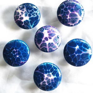 Hand Painted Wooden Cabinet Knobs – Swirling Resin Decorative Hardware Set (6)