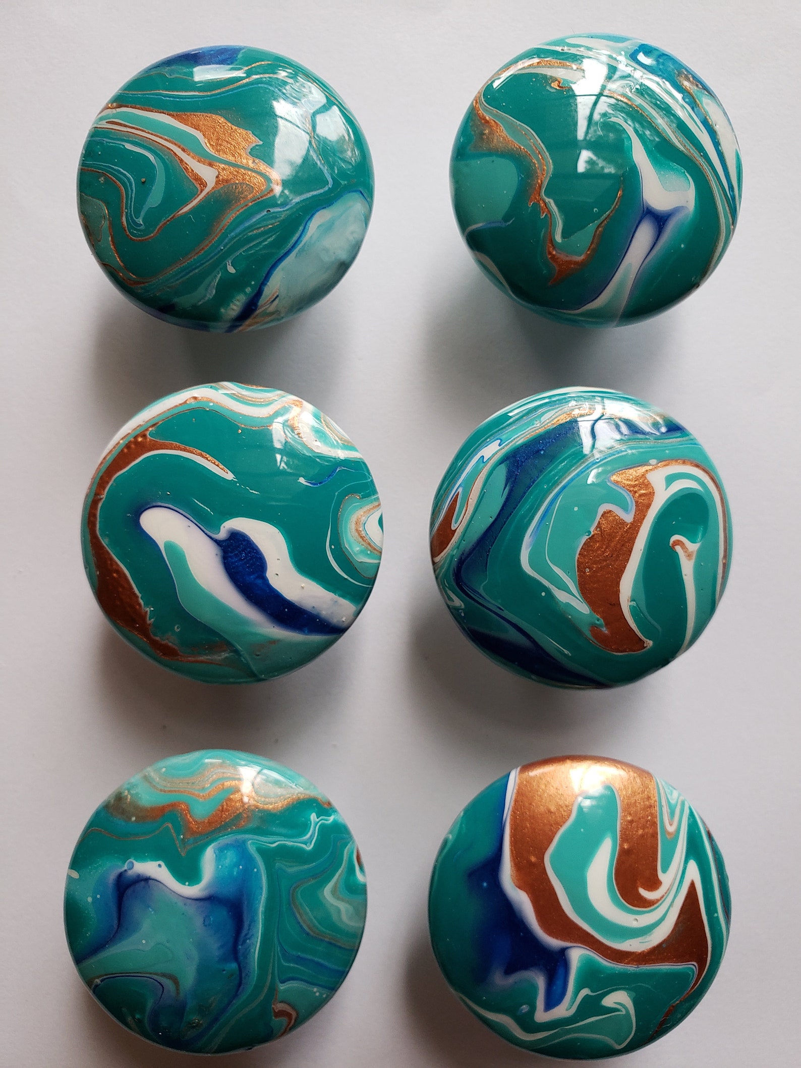 Door Knobs Hand Painted White Aqua Turquoise Copper Etsy