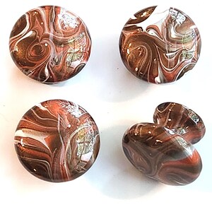 Metallic Copper Silver Fluid Art Wood Knobs Brown Bronze White Copper Swirl Resin Cabinet Pulls, Dresser Hardware