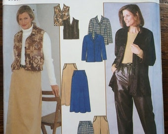 7813 Simplicity Misses' Pants Vest Skirt Jacket Uncut Factory Folded Sewing Pattern Size 12-14-16