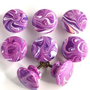 Lavender Pink Nursery Cabinet Knobs, Whimsical Girls Room Dresser Hardware, Hand Painted Drawer Pulls Set of 6 or 8
