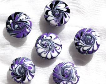 Hand Painted Purple Flower Wooden Cabinet Knobs, Resin Decorative Hardware Set
