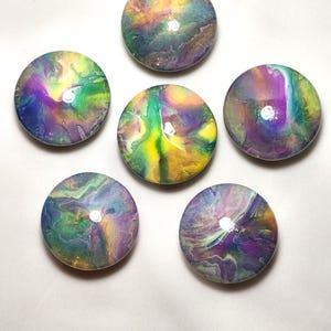 Handbemalte Schrankknöpfe aus Holz, 6er-Set, Pastell-Marmoroptik