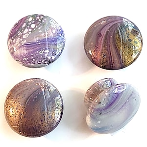 Hand Painted Cabinet Knobs White Gray Lavender Gold Swirl Resin Finish