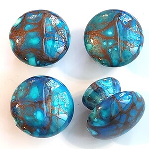Hand Painted Wooden Cabinet Knobs Turquoise Copper Resin Crackle Look