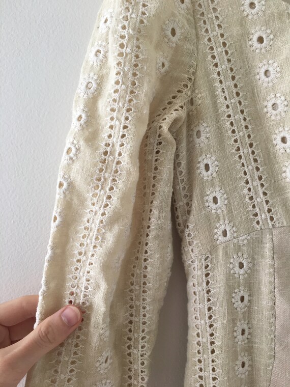 handmade 1970’s ecru cotton eyelet wedding dress - image 3