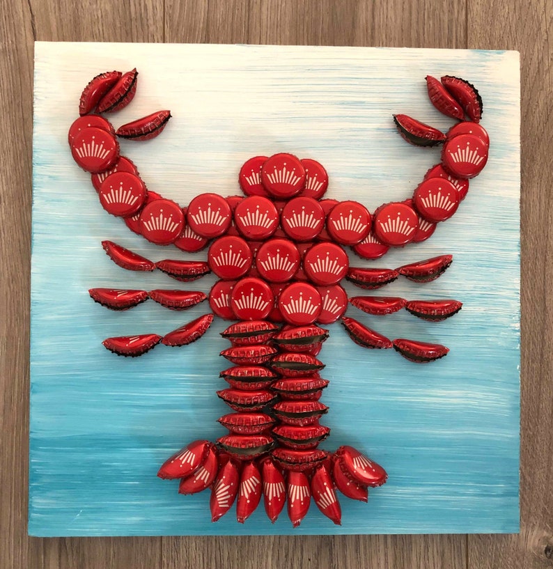 Bottle Cap Art Lobster Etsy