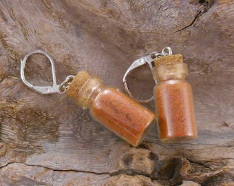 Earrings magic vial, fairy dust, spice, lavender, thyme