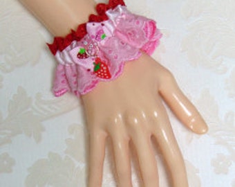 Sweet Lolita Strawberry Wrist Cuffs