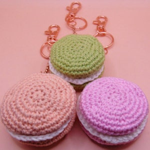 Crochet Macaron Keychain: Pastel Macarons