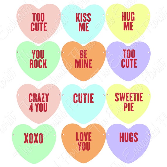 Download Candy Hearts Banner Svg Bundle Valentines Svg Be Mine Etsy