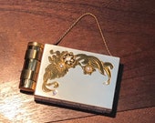 Awesome MIDCENTURY Ladies Compact Purse Lipstick Powder Carrier Wallet with Rhinestones and Faux Pearls