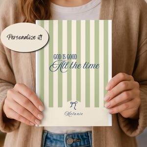 Anpassa Gud är god dagbok, Gud är god hela tiden, bönedagbok, kyrkoanteckningsbok, predikoanteckningar, andaktsdagbok, kristen gåva