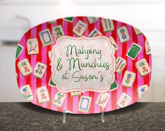 Mahjong Platter Party, Mahjong Party, Custom Plate, Party Decor, Personalized Mahjong Gifts, 2 styles, UNBREAKABLE