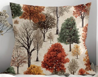 Fall Throw Pillow COVER, Botanical Throw Pillow, Autumn leaves Decor, Thanksgiving Home Decor, Multiple sizes, Hostess gift, Gift for Her
