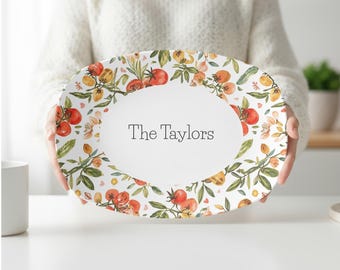 Tomato Platter, Italian Plate, Custom Summer Platters, Personalized Kitchen Gift, Housewarming Gift, Tomato Themed Kitchen, Anniversary Gift
