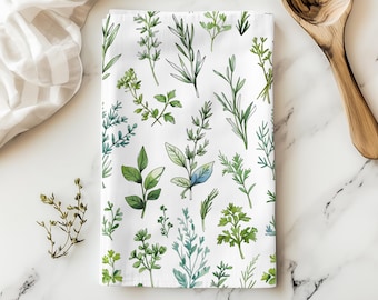 Kitchen Herbs Tea Towels, Botanical Decor, Cooking Accessories, Cotton kitchen towel, Farmhouse Kitchen Towels, Hostess Gift, Gift for Her