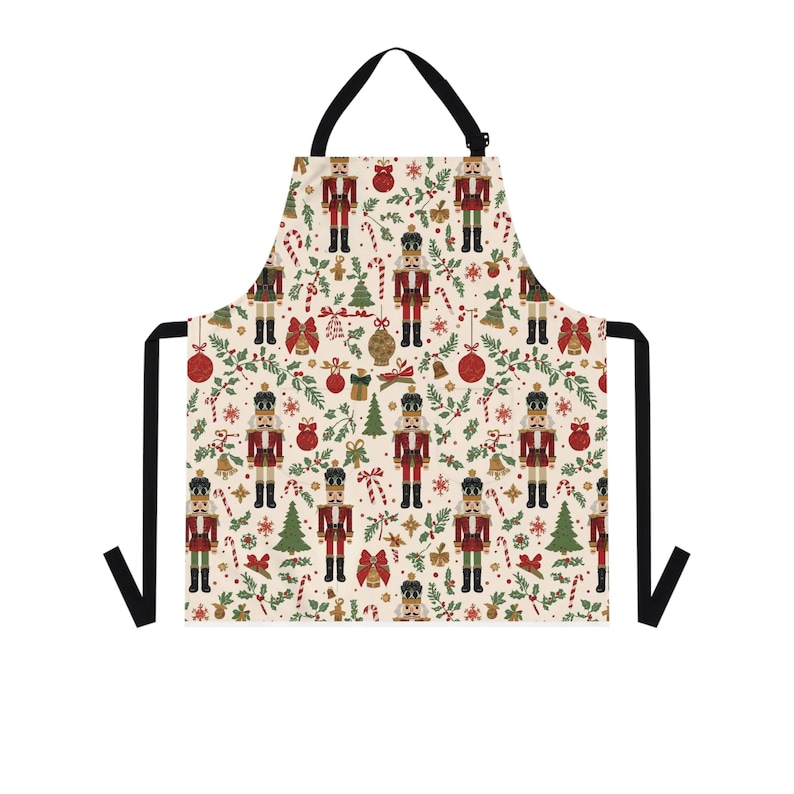 Christmas Apron, Nutcracker Apron with Pockets, Apron for Gardening or Cooking, Adjustable Tie Apron, Christmas Kitchen Decor, Gift for Mom image 10