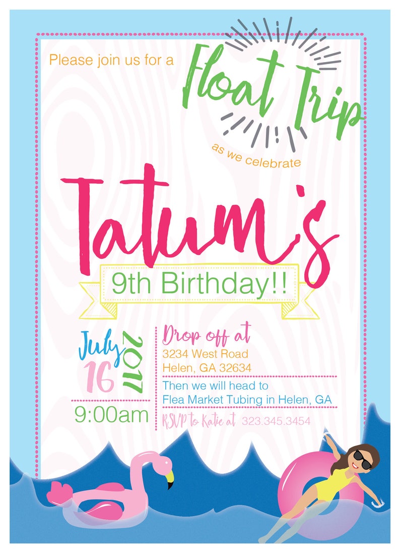 Girl Float Trip party birthday invitation printable Etsy