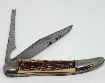 Vintage Colonial Prov USA 2 Blade Fish-Knife Folding Pocket Knife