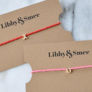 Pulseira de corda com letras de São Valentim, Pulseira de São Valentim rosa e vermelha, Pulseira de corda com iniciais, Pulseira de corda ajustável, Pulseira de letras