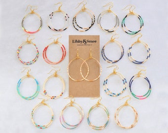 Beaded Hoop Earrings, Big Earrings, Beaded Hoops, Seed Bead Earrings, Beaded Earrings, Gift for Girlfriend, Seed Bead Hoops, Libby & Smee